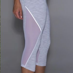 lululemon athletica Light Gray and White Mesh Leggings